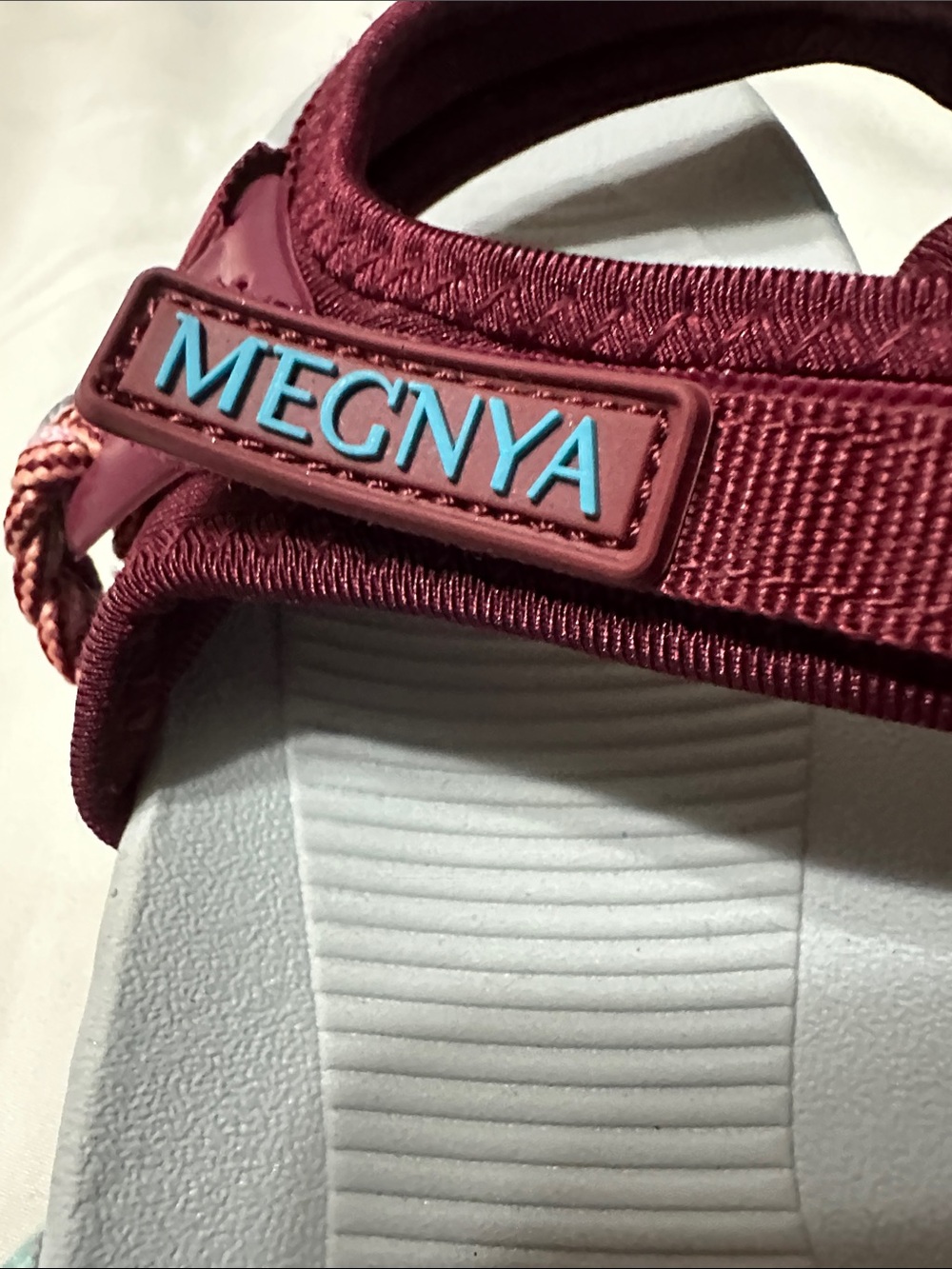 MEGNYA Burgundy Outdoor Sport Sandals with Aqua Logo Accent - Picture 2 of 6